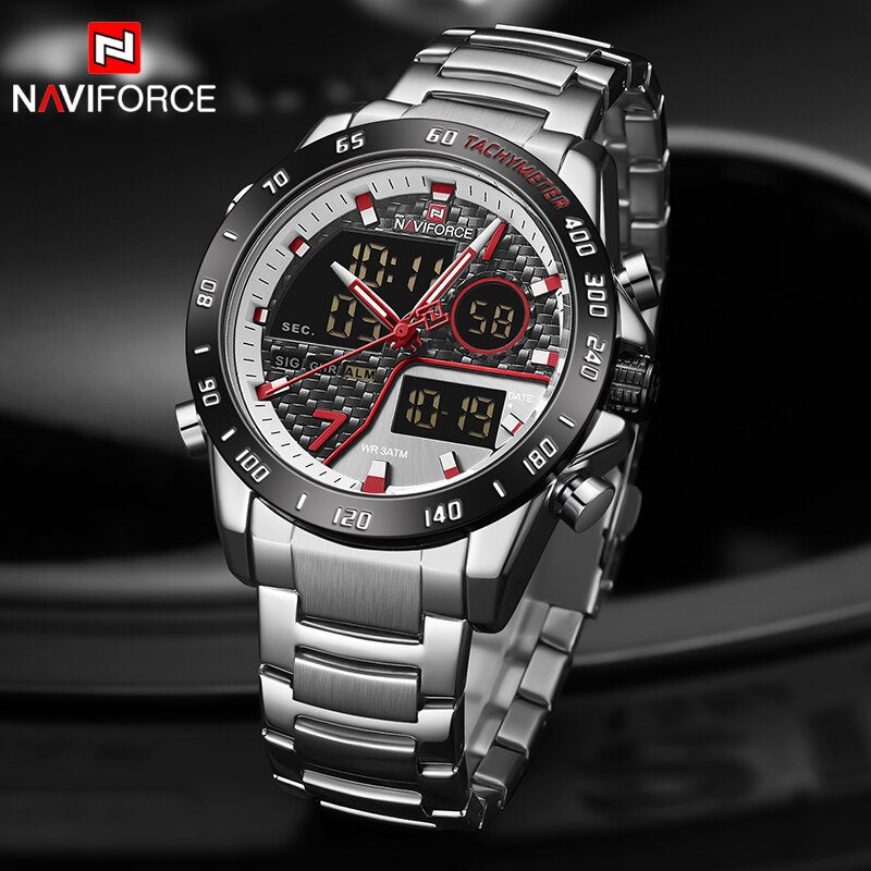 NAVIFORCE NF9171 Herren Militär Chronograph 3BAR Hardlex