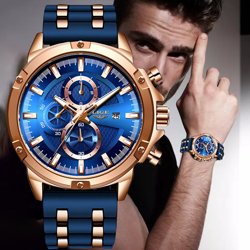 LIGE 10028 Herren Chronograph Hardlex 3BAR