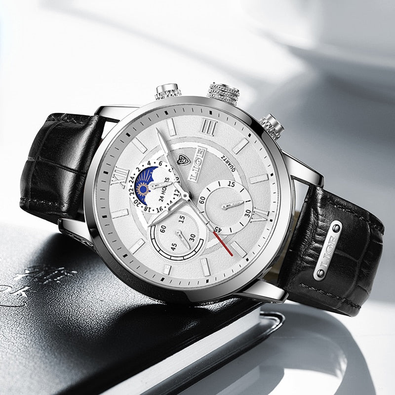 LIGE 8932 Herren Chronograph 3ATM Hardlex