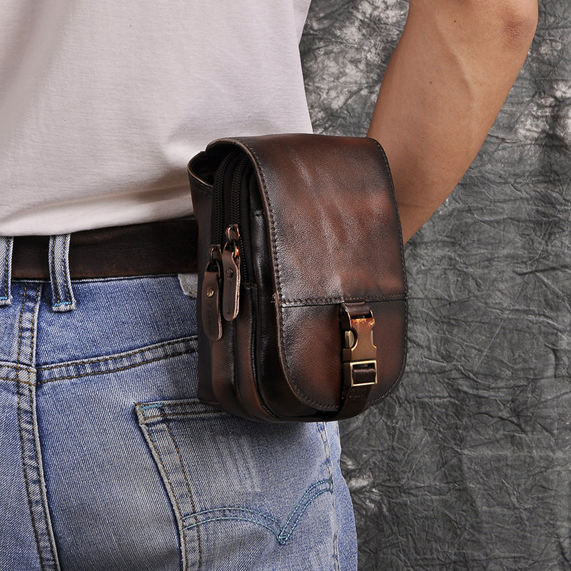 le'aokuu Herren Hüft-Gürteltasche Rindsleder