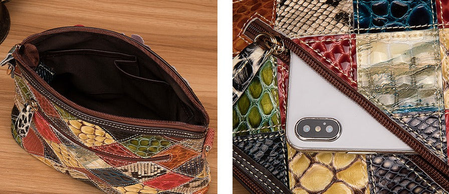 le'aokuu Damen Schultertasche Rindsleder
