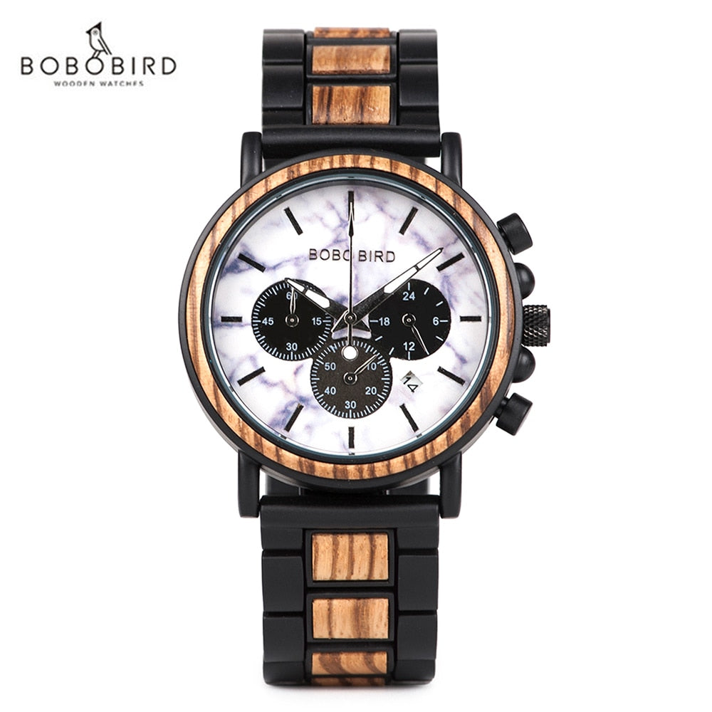 BOBO BIRD Holz Chronograph 3ATM Hardlex