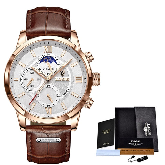 LIGE 9866 Herren Chronograph 3ATM Hardlex