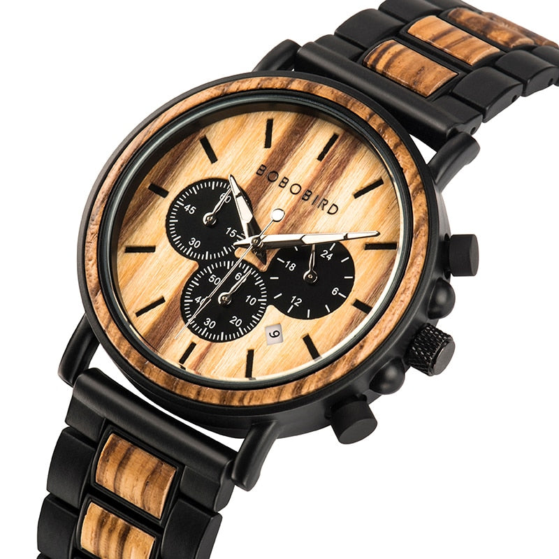 BOBO BIRD Holz Chronograph 3ATM Hardlex