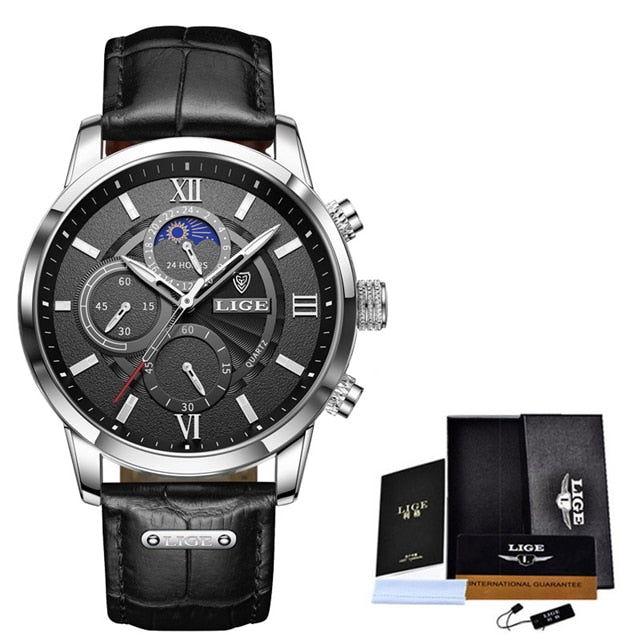 LIGE 9866 Herren Chronograph 3ATM Hardlex