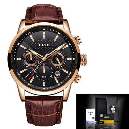 LIGE 9866 Herren Chronograph 3ATM Hardlex