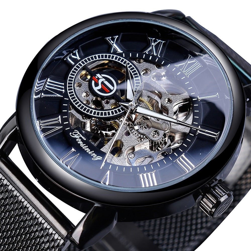 Forsining GMT838-2 Automatik Herren Skelettuhr Glas