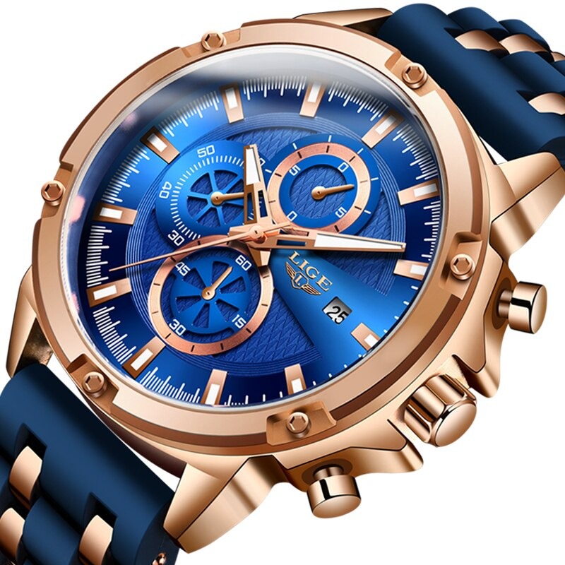 LIGE 10028 Herren Chronograph Hardlex 3BAR