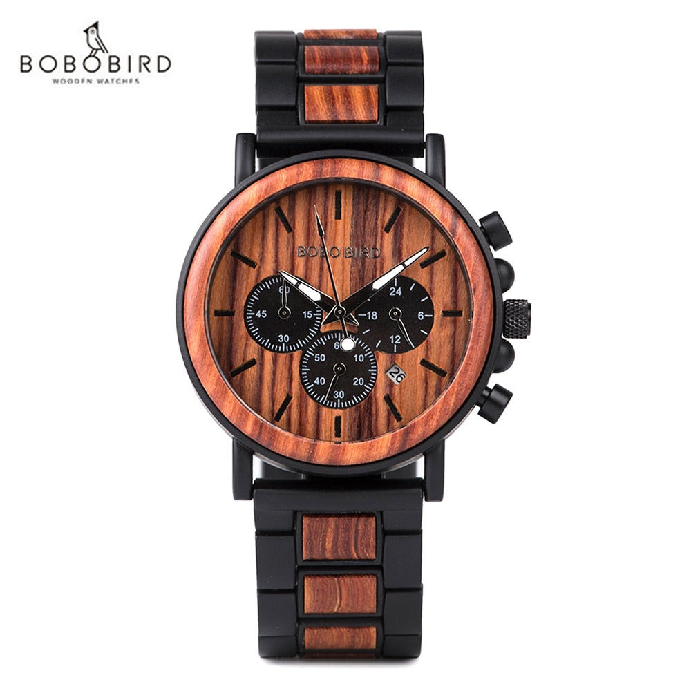 BOBO BIRD Holz Chronograph 3ATM Hardlex