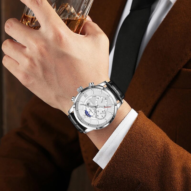 LIGE 8932 Herren Chronograph 3ATM Hardlex