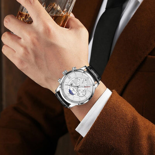 LIGE 8932 Herren Chronograph 3ATM Hardlex