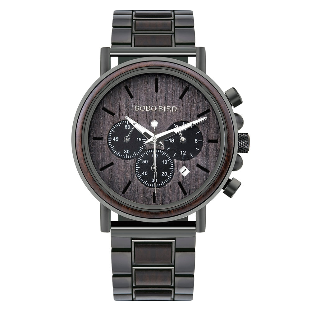 BOBO BIRD Holz Chronograph 3ATM Hardlex