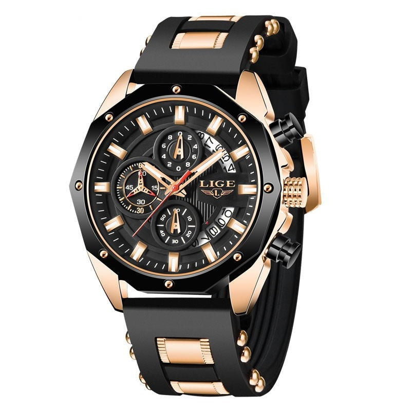 LIGE 8908 Herren Chronograph 3ATM Hardlex