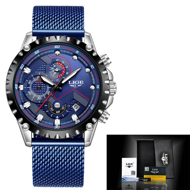 LIGE 9821 Herren Chronograph 3ATM Hardlex