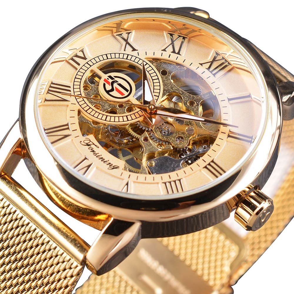 Forsining GMT838-2 Automatik Herren Skelettuhr Glas