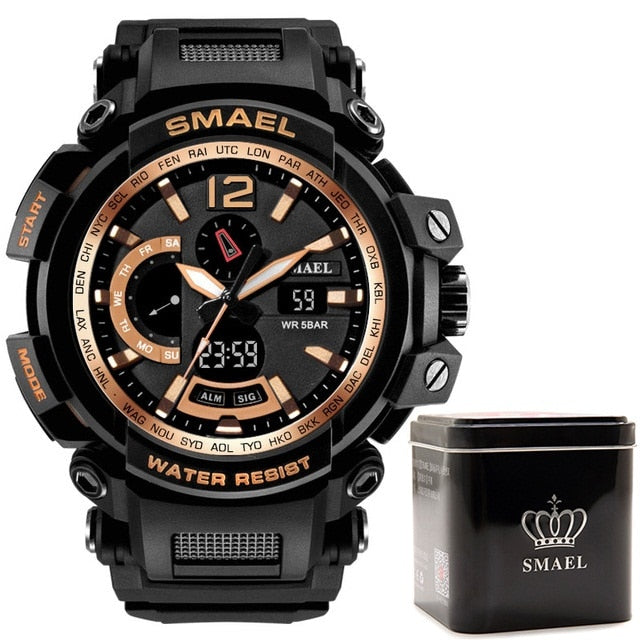 SMAEL WS-1702A Herren Militär Sport-Chronograph 5ATM Dualanzeige