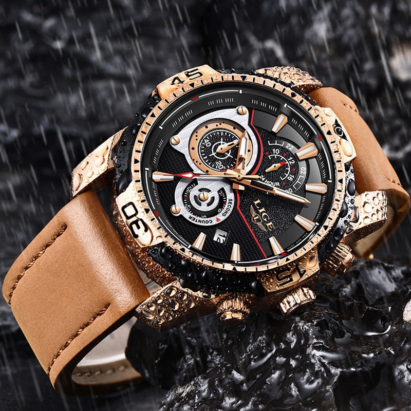 LIGE 9892 Herren Chronograph 3ATM Hardlex