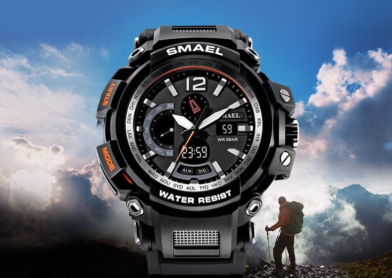 SMAEL WS-1702A Herren Militär Sport-Chronograph 5ATM Dualanzeige