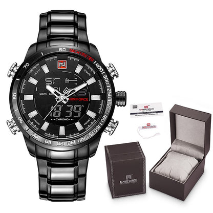 NAVIFORCE NF9093 Herren Multifunktion Militär Chronograph 3BAR Hardlex