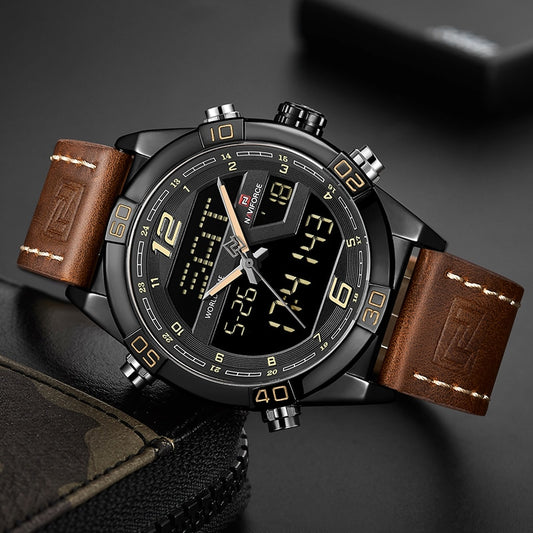 NAVIFORCE NF9128GBR Herren Multifunktion Chronograph 3BAR Hardlex