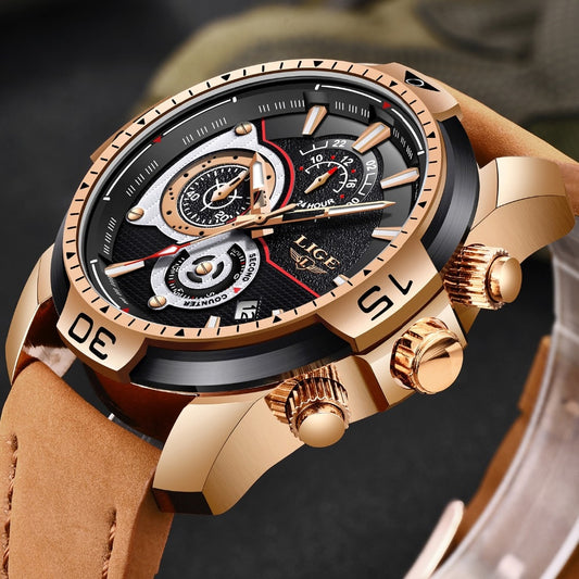 LIGE 9892 Herren Chronograph 3ATM Hardlex