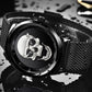LIGE 9876 Black Skull Edition Designer Analog Herrenuhr 3ATM Hardlex