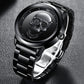 LIGE 9876 Black Skull Edition Designer Analog Herrenuhr 3ATM Hardlex