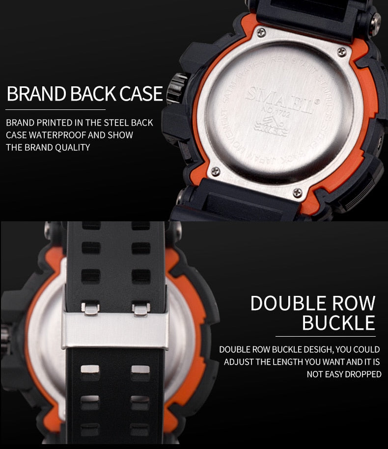 SMAEL WS-1702A Herren Militär Sport-Chronograph 5ATM Dualanzeige