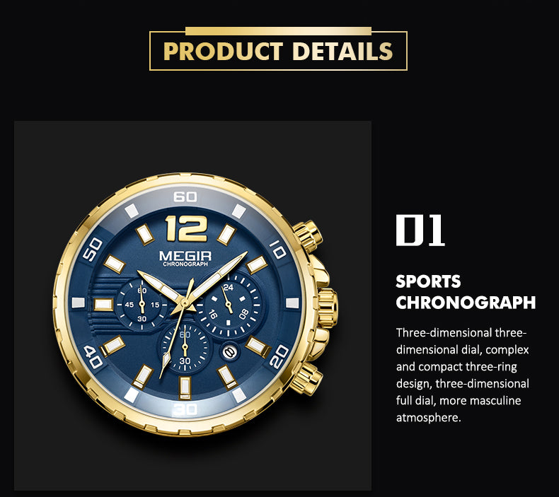 MEGIR 2068 Herren Business Chronograph 3BAR