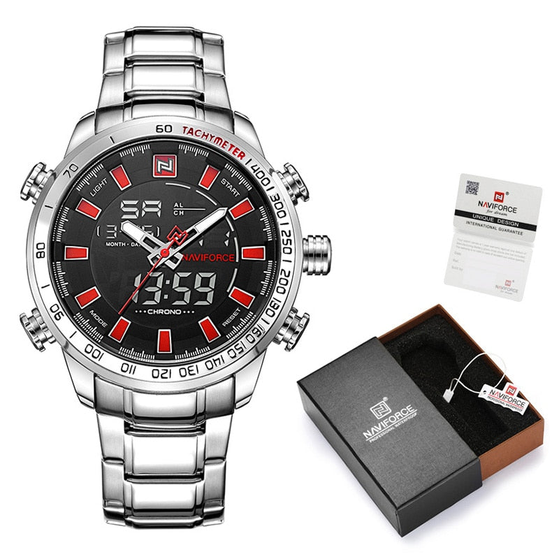 NAVIFORCE NF9093 Herren Multifunktion Militär Chronograph 3BAR Hardlex