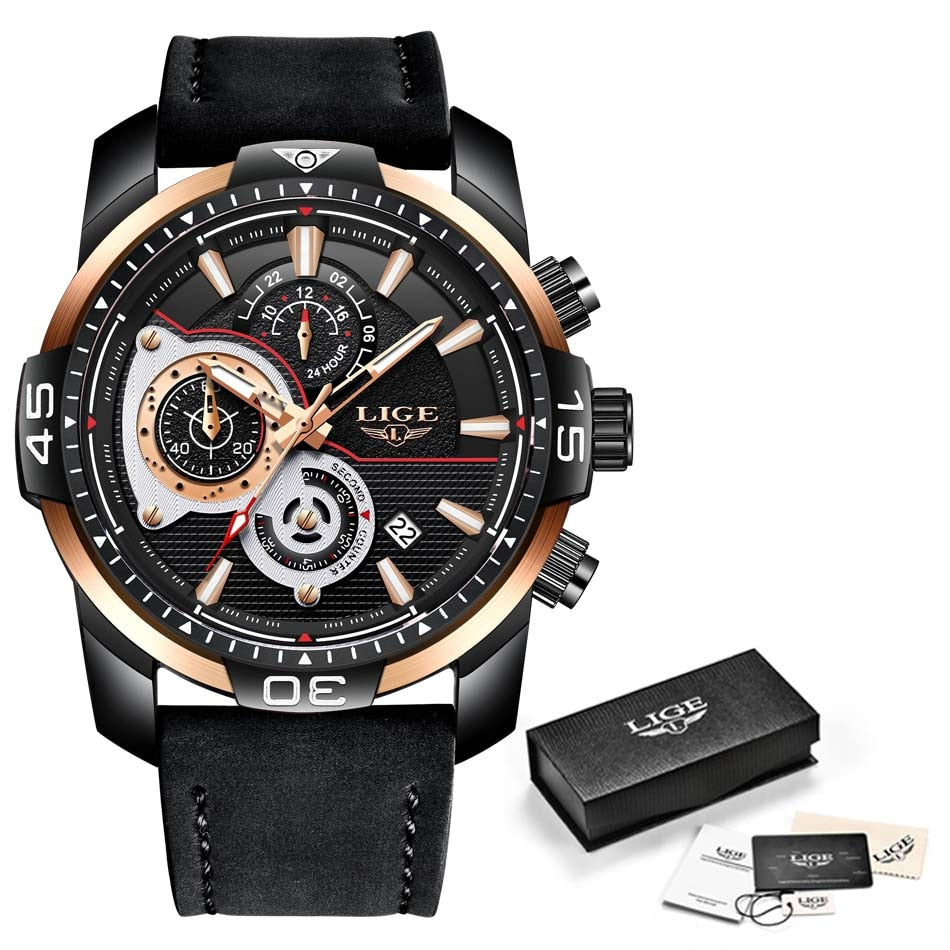 LIGE 9892 Herren Chronograph 3ATM Hardlex