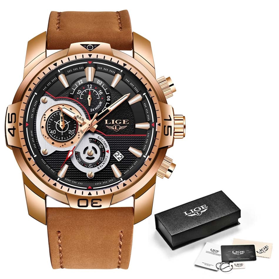 LIGE 9892 Herren Chronograph 3ATM Hardlex
