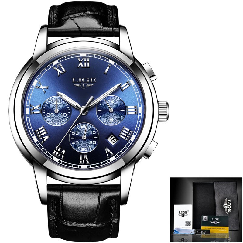 LIGE 9806 Herren Chronograph 3ATM Hardlex
