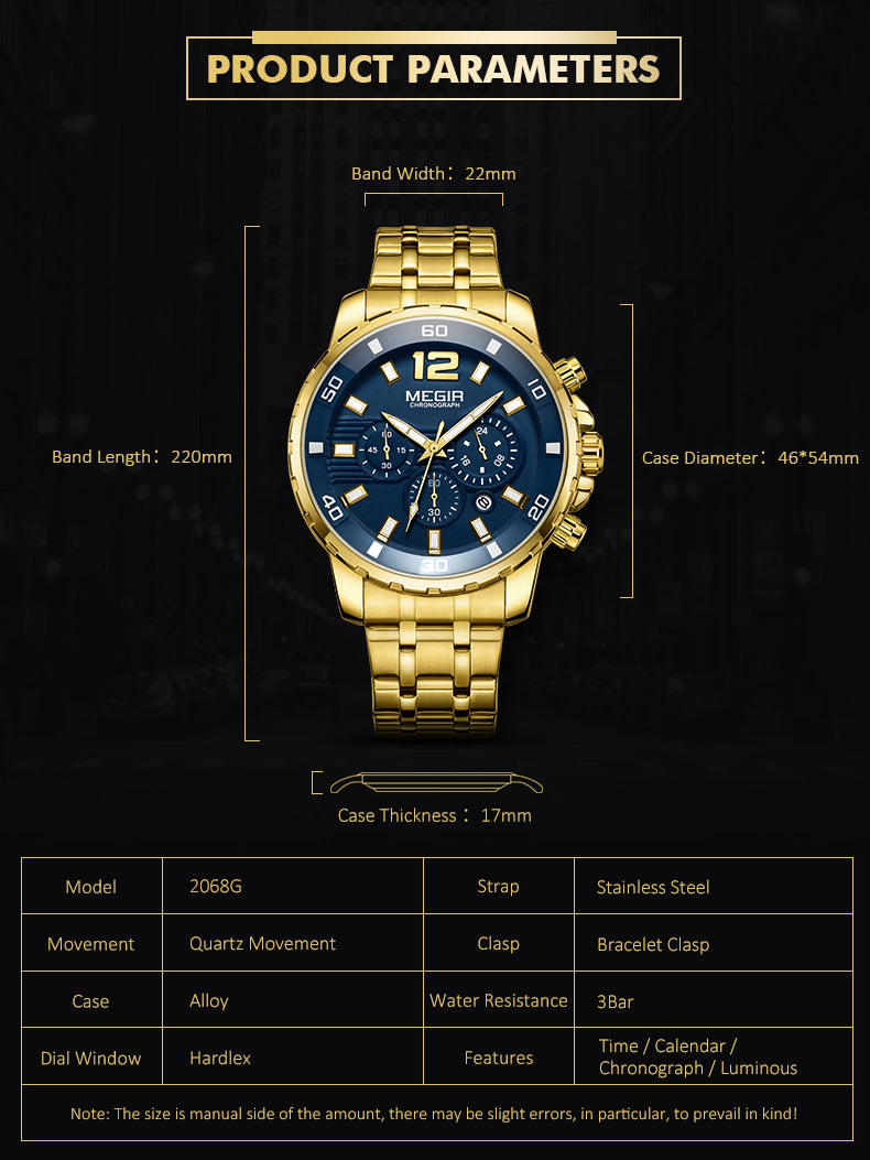MEGIR 2068 Herren Business Chronograph 3BAR