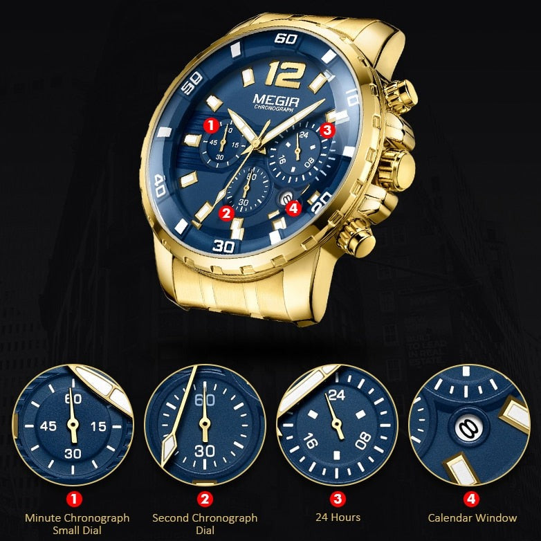 MEGIR 2068 Herren Business Chronograph 3BAR