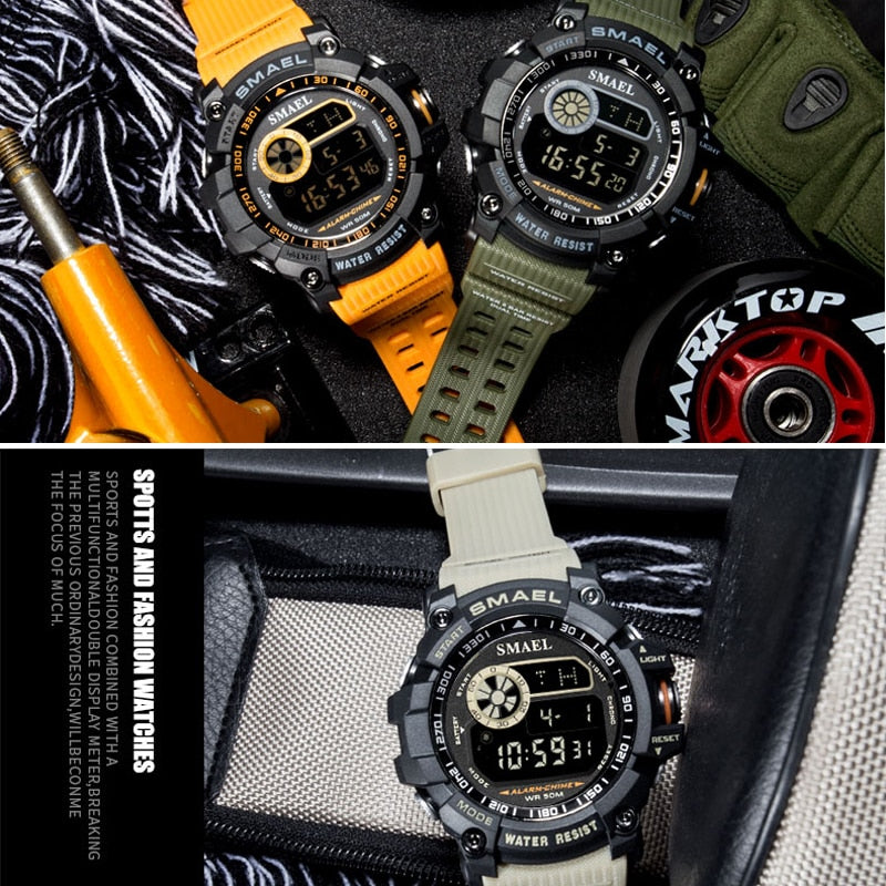 SMAEL SL-8010-7 Herren Militär Sport-Chronograph 5ATM Dualanzeige
