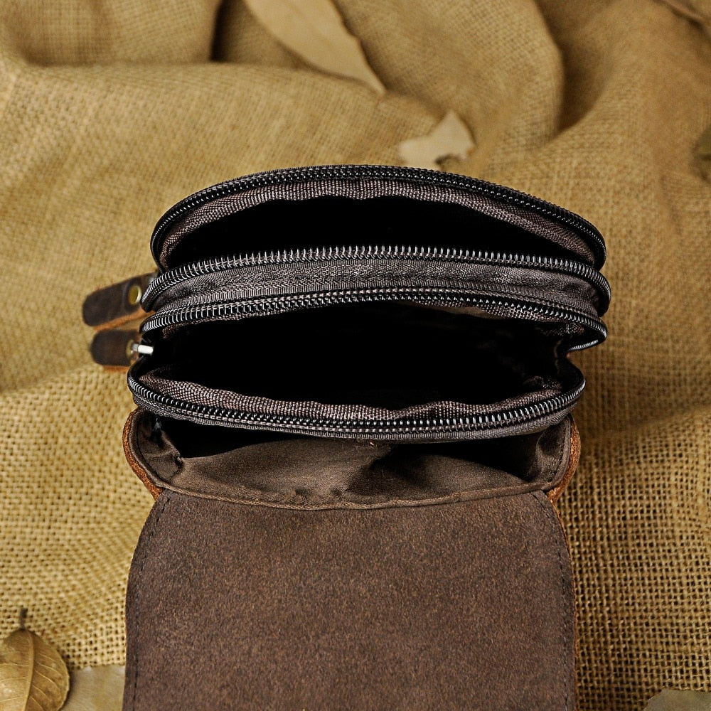 le'aokuu Herren Hüft-Gürteltasche Rindsleder