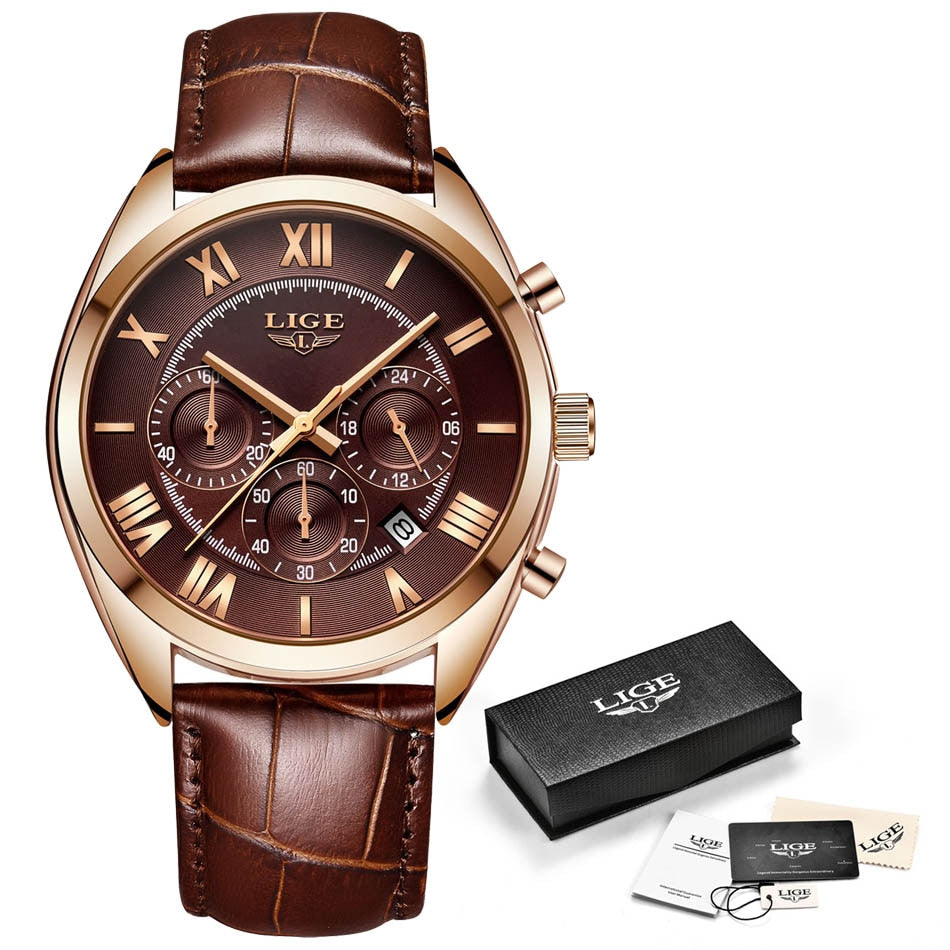 LIGE 9806 Herren Chronograph 3ATM Hardlex