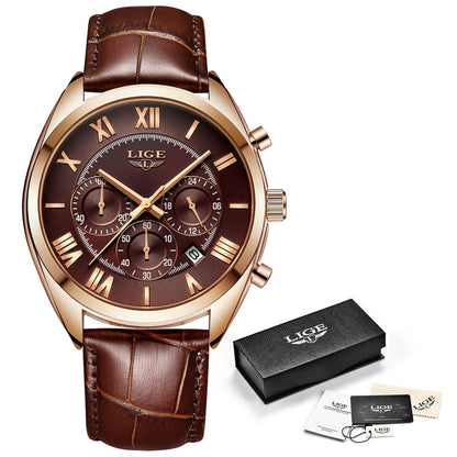LIGE 9806 Herren Chronograph 3ATM Hardlex