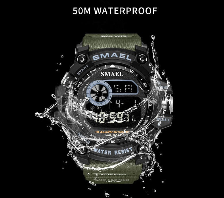 SMAEL SL-8010-7 Herren Militär Sport-Chronograph 5ATM Dualanzeige