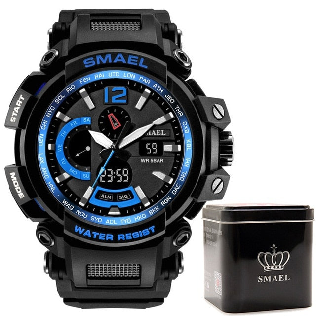 SMAEL WS-1702A Herren Militär Sport-Chronograph 5ATM Dualanzeige