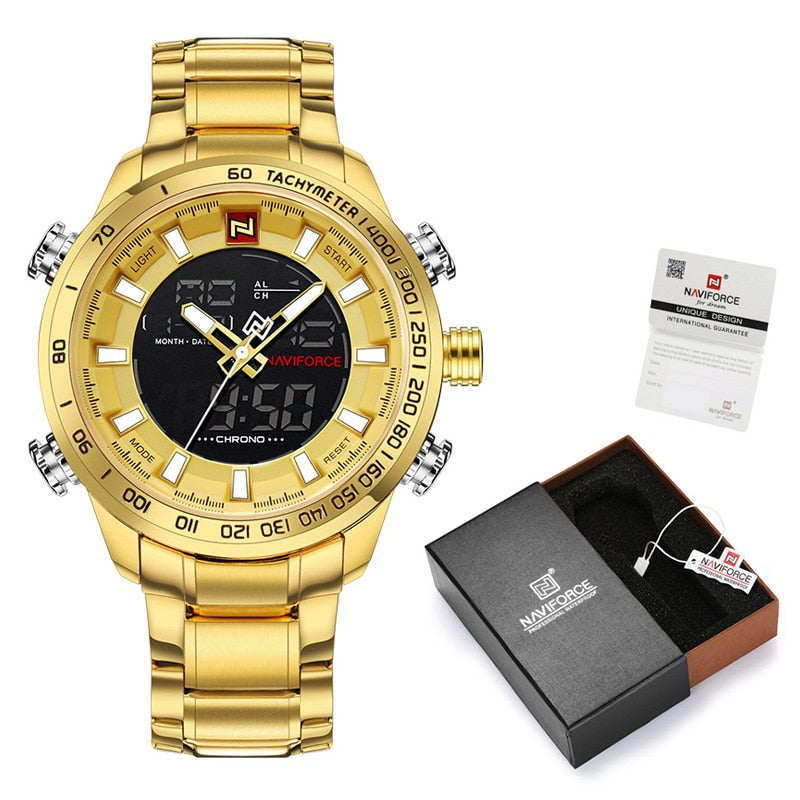 NAVIFORCE NF9093 Herren Multifunktion Militär Chronograph 3BAR Hardlex