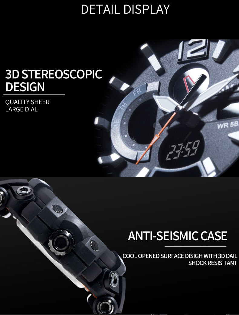 SMAEL WS-1702A Herren Militär Sport-Chronograph 5ATM Dualanzeige