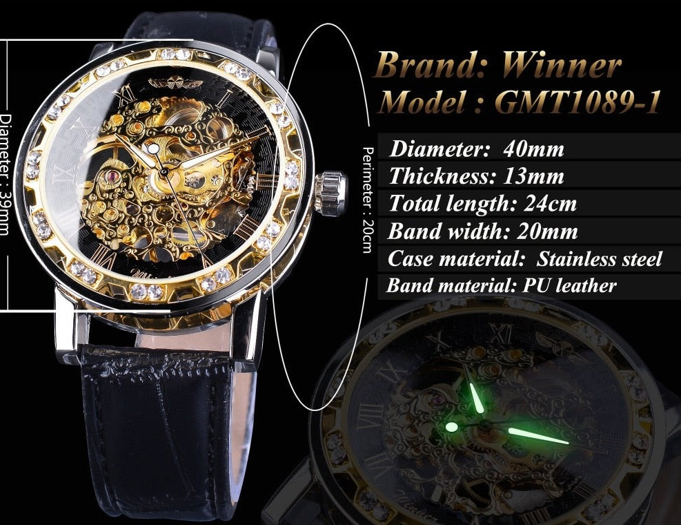 WINNER GMT1089-2 Automatik Herren Skelettuhr Glas