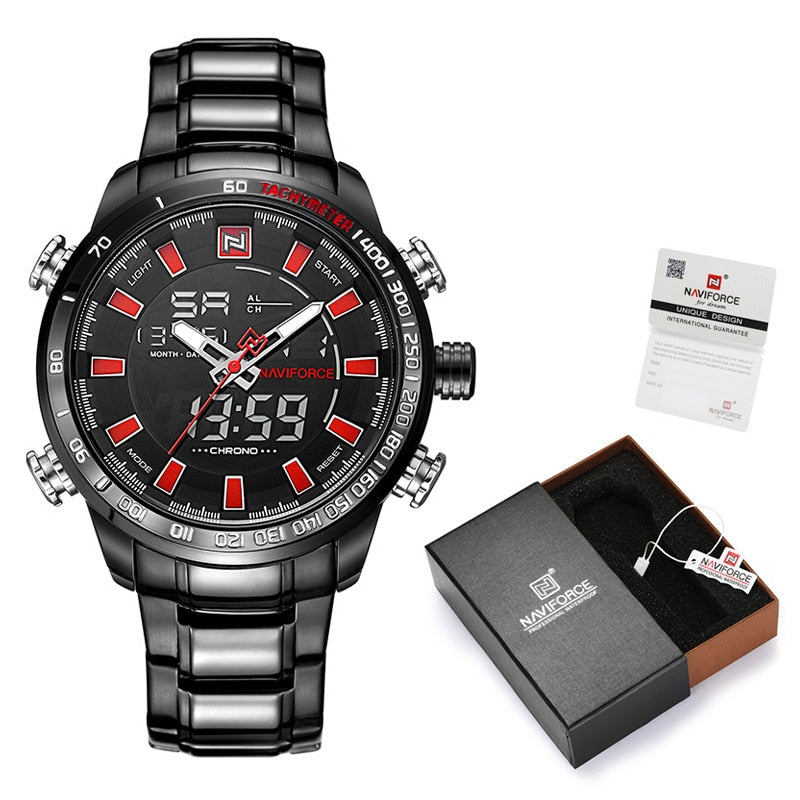 NAVIFORCE NF9093 Herren Multifunktion Militär Chronograph 3BAR Hardlex