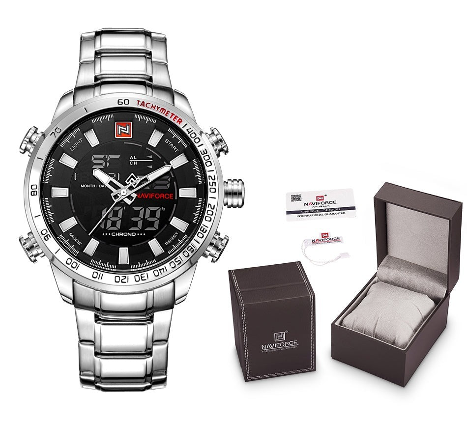 NAVIFORCE NF9093 Herren Multifunktion Militär Chronograph 3BAR Hardlex