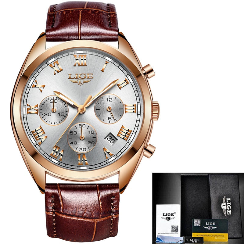 LIGE 9852 Herren Chronograph 3ATM Hardlex