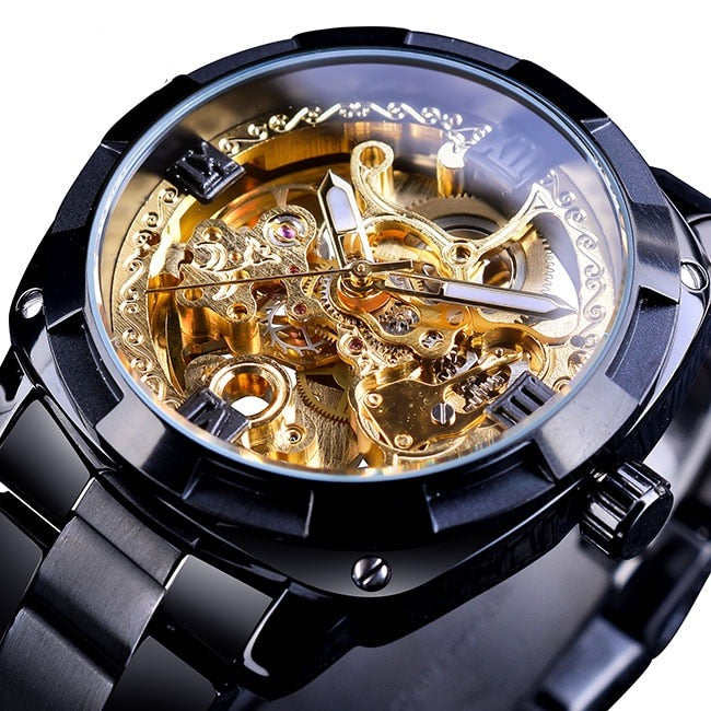Forsining GMT1091-5 Automatik Herren Skelettuhr 3BAR Glas