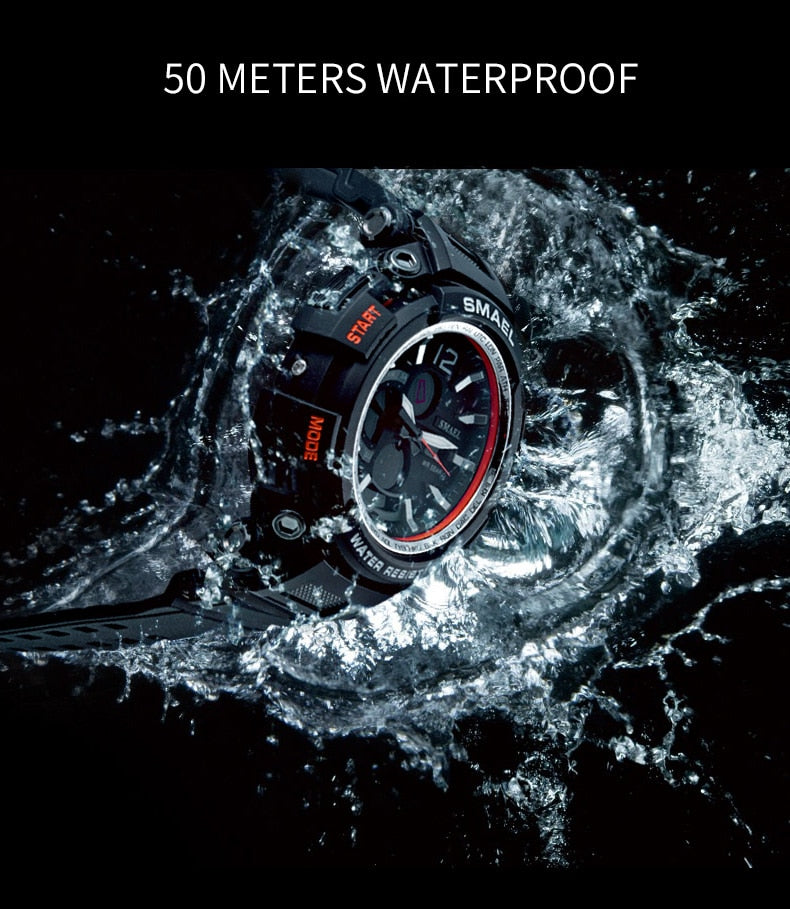 SMAEL WS-1702A Herren Militär Sport-Chronograph 5ATM Dualanzeige