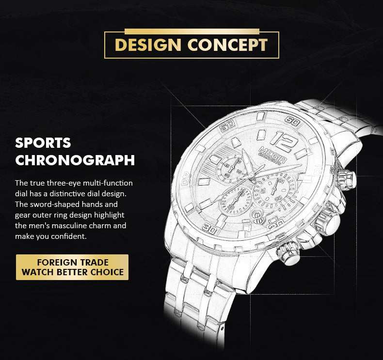 MEGIR 2068 Herren Business Chronograph 3BAR